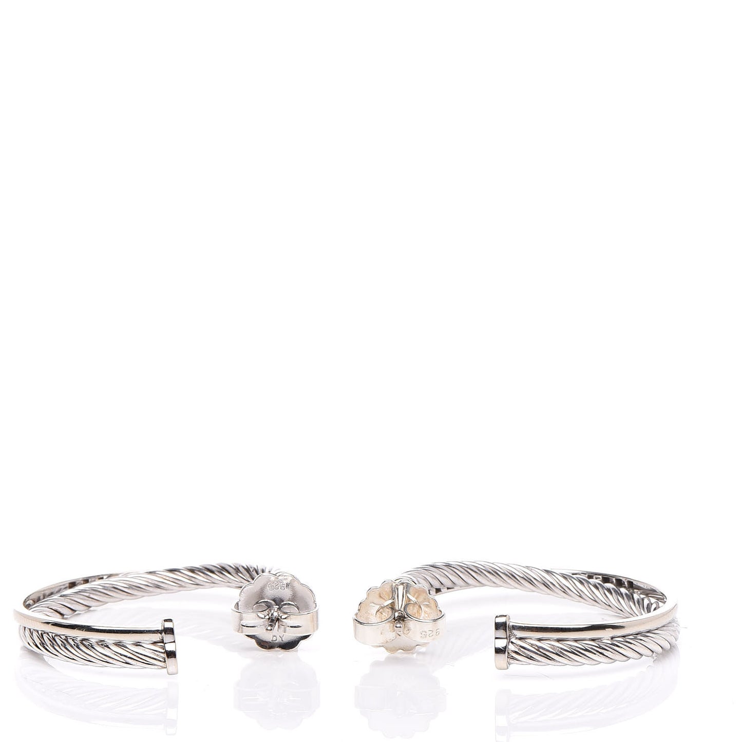 Sterling Silver 14K White Gold Diamond Medium Crossover Hoop Earrings