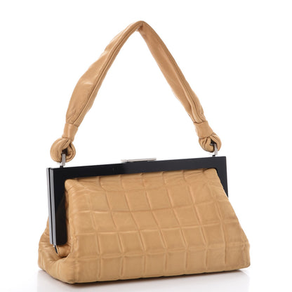 Chanel Lambskin Chocolate Bar Quilted Frame Bag Beige Black 4 of 15