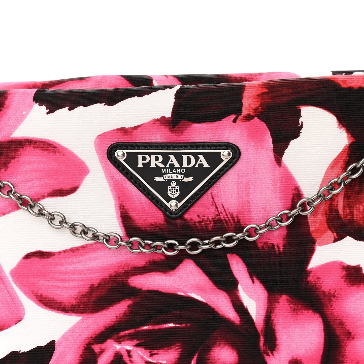 Tessuto Soft Nylon Rose Print Small Chain Clutch Pink