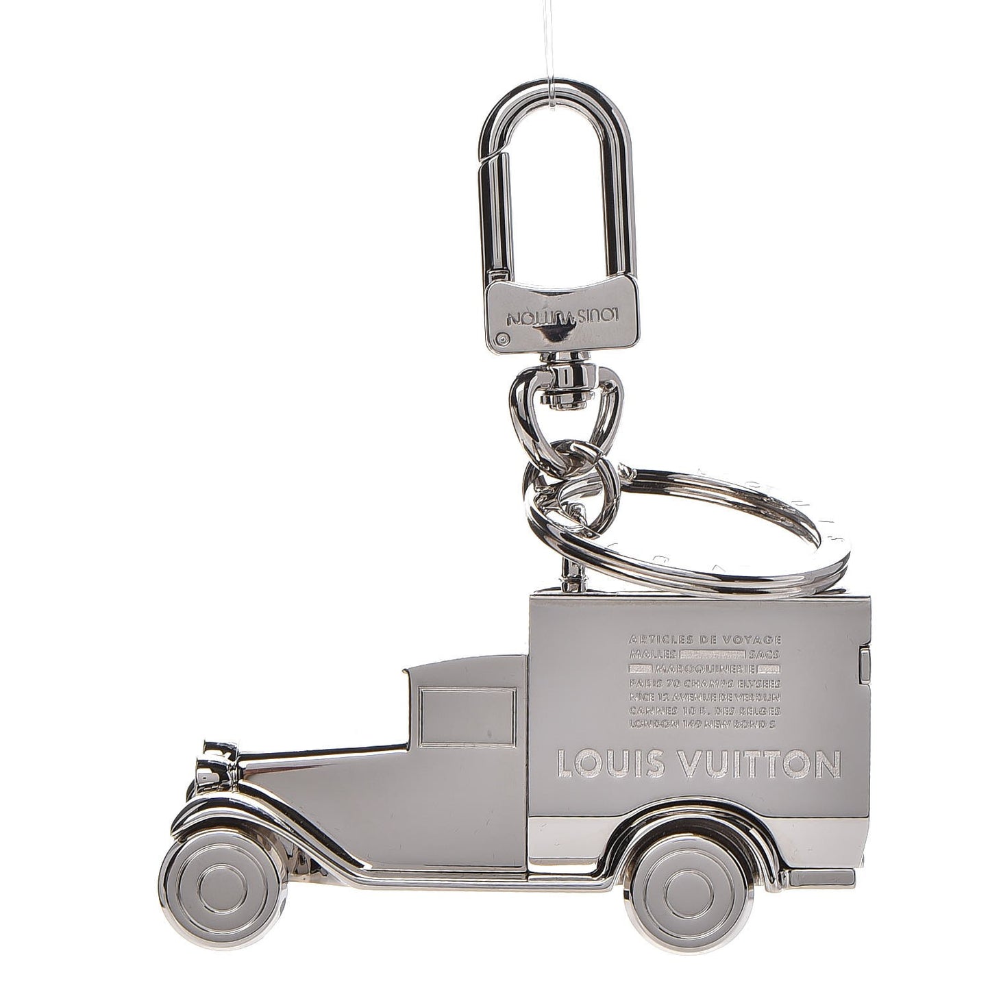 Travel Stamp Truck Bag Charm Key Holder Silver