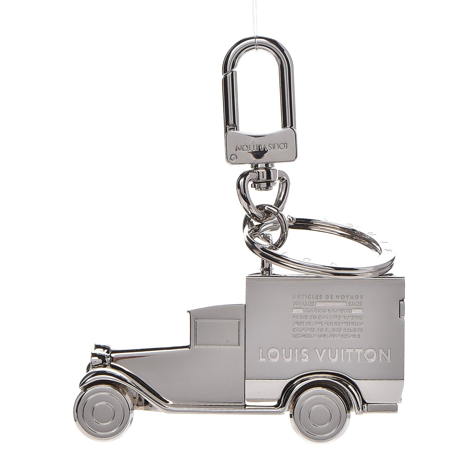 Louis Vuitton Travel Stamp Truck Bag Charm Key Holder Silver 1 of 7