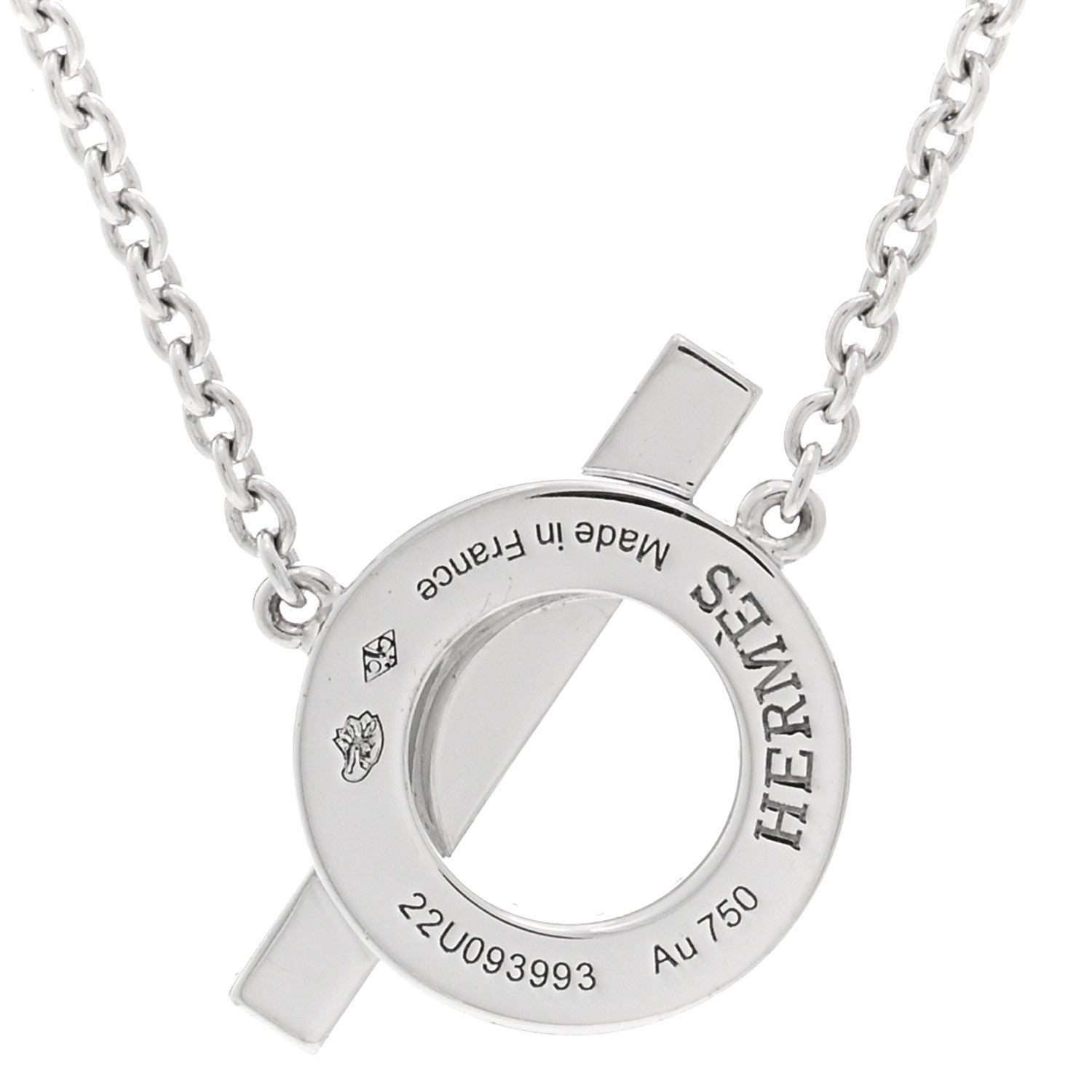 Hermes 18K White Gold Diamond Finesse Pendant Necklace 4 of 5