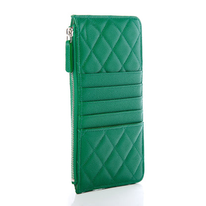 Chanel Caviar Quilted Classic Flat Wallet Pouch Green 3 of 7