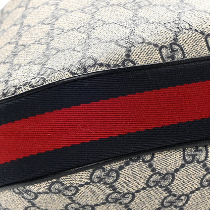 Gucci GG Supreme Monogram Textured Calfskin Web Large Attache Shoulder Bag Beige Blue 12 of 13
