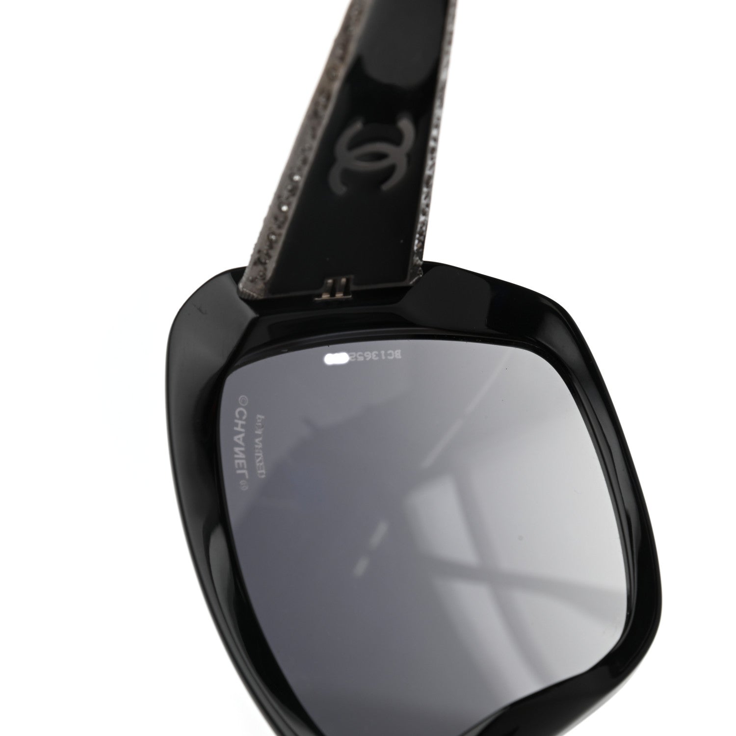 Chanel Crystal Polarized CC Square Sunglasses Black 6 of 6