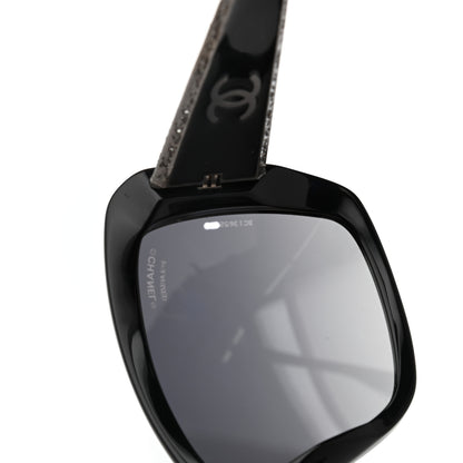 Chanel Crystal Polarized CC Square Sunglasses Black 6 of 6