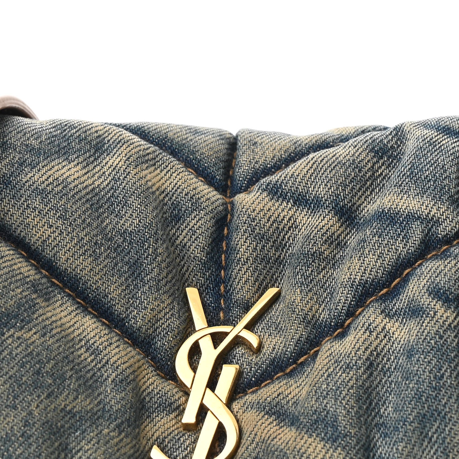 Saint Laurent Denim Quilted Toy Loulou Puffer Monogram Chain Satchel Blue Cinnamon 8 of 11