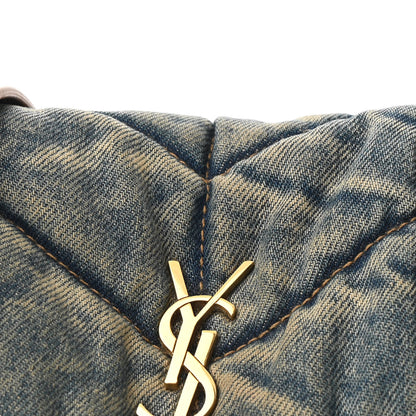 Saint Laurent Denim Quilted Toy Loulou Puffer Monogram Chain Satchel Blue Cinnamon 8 of 11