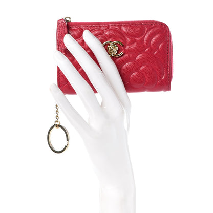 Chanel Caviar Camellia Embossed Key Holder Case Fuchsia 2 of 9