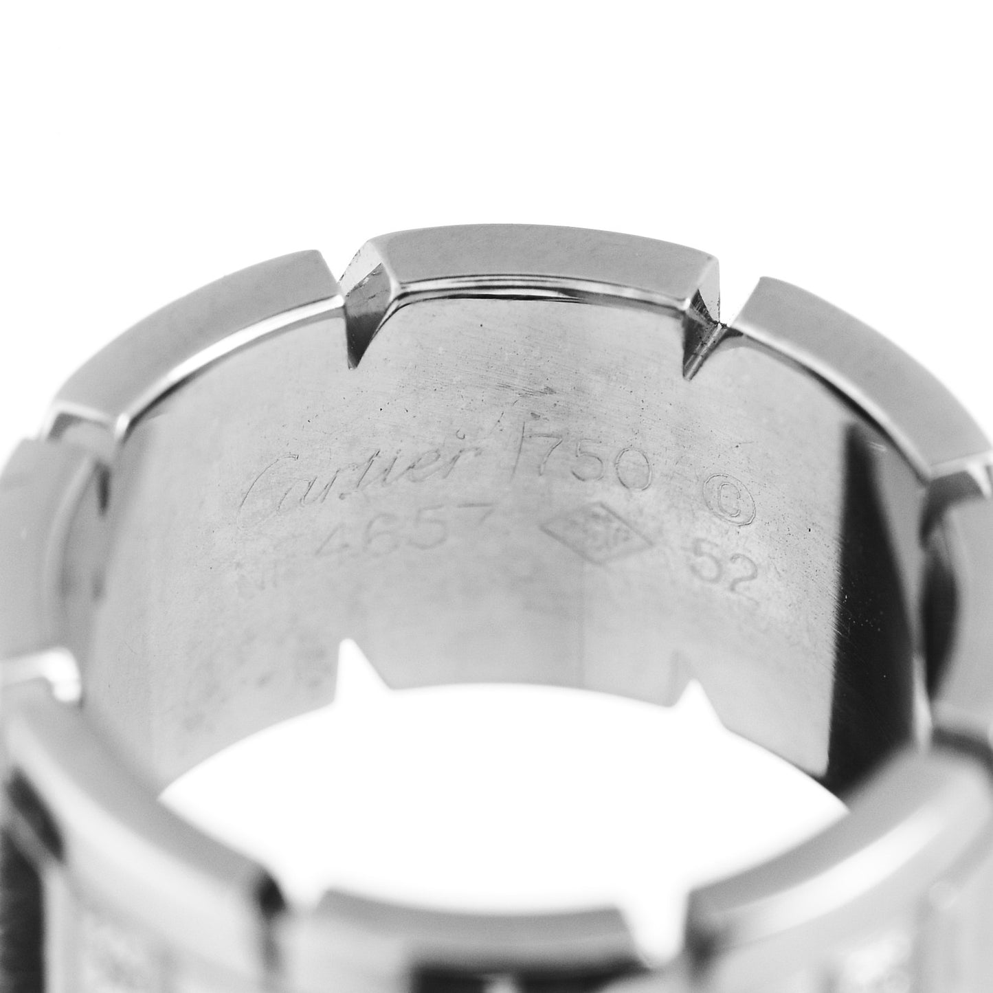 18K White Gold Diamond 11mm Tank Francaise Ring 52 6