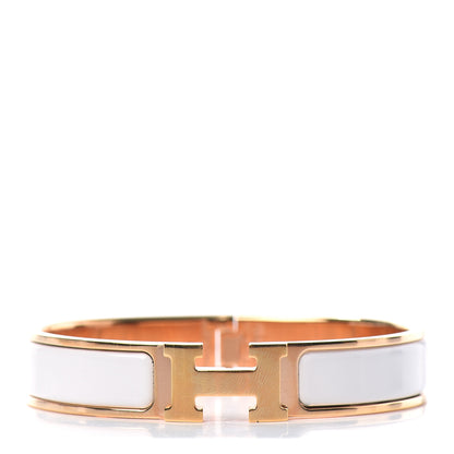 Hermes Enamel Narrow Clic Clac H Bracelet PM White 1 of 4