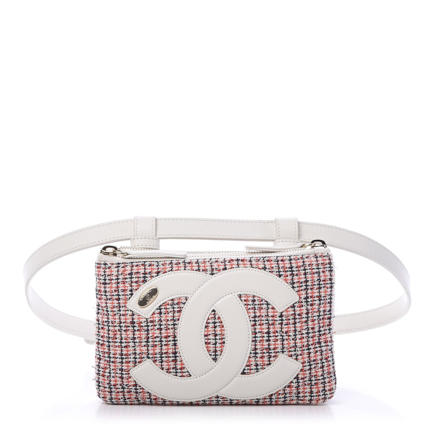 Tweed CC Mania Waist Belt Bag Black Red White