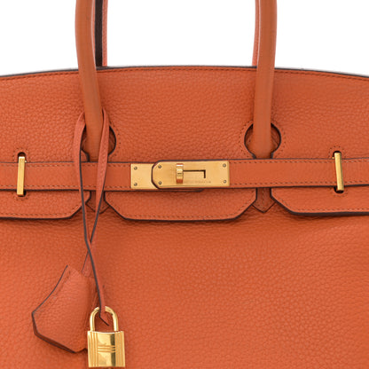 Hermes Taurillon Clemence Birkin 35 Orange 8 of 17