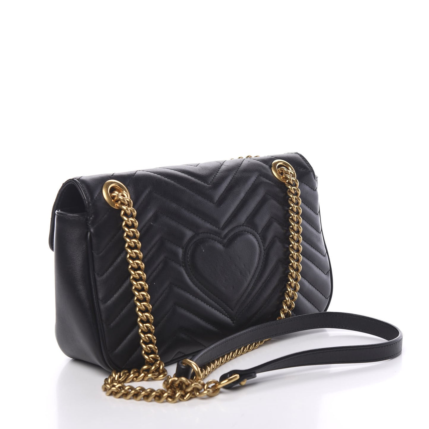 Calfskin Matelasse Small GG Marmont Shoulder Bag Black