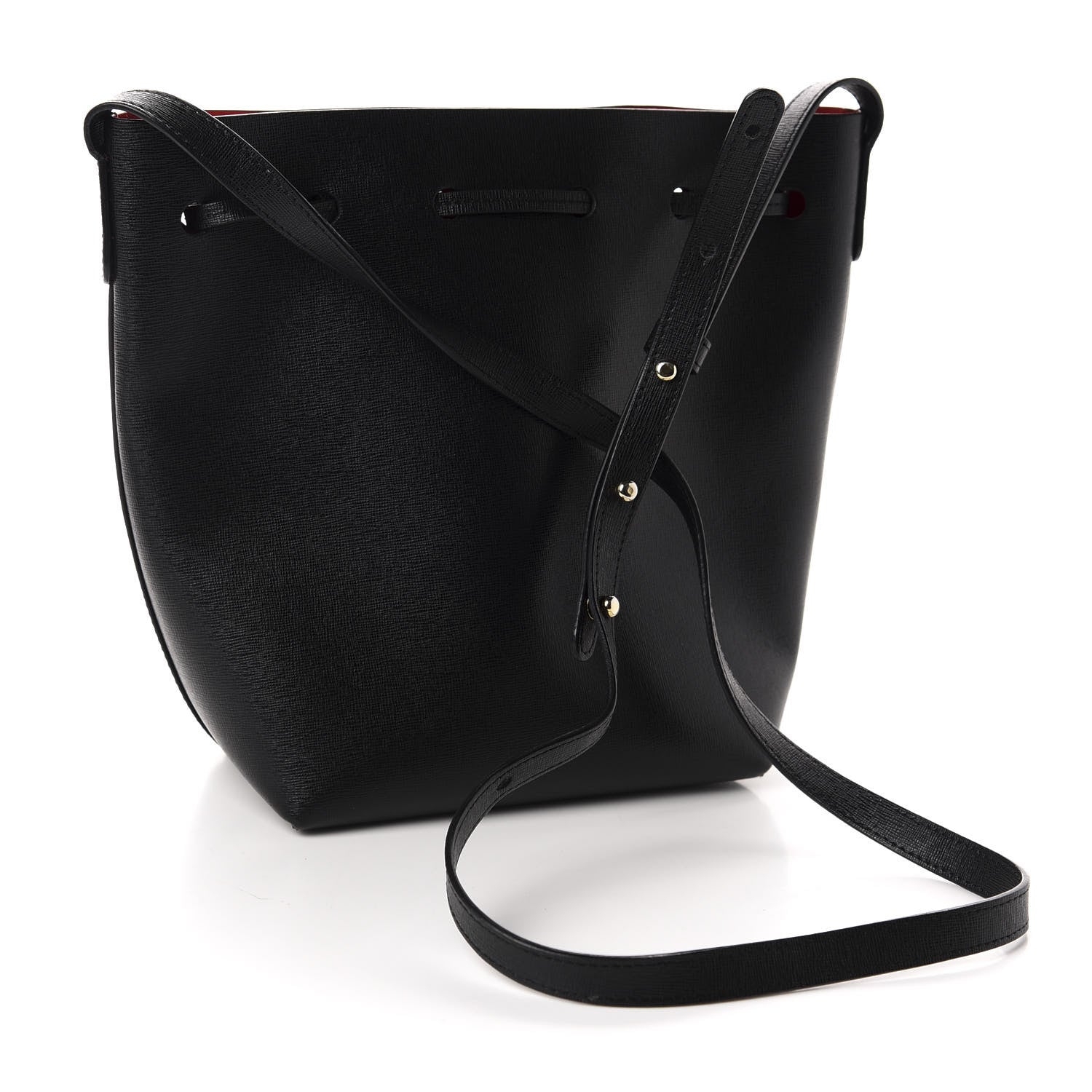 Mansur Gavriel Saffiano Mini Bucket Bag Black Flamma 3 of 15