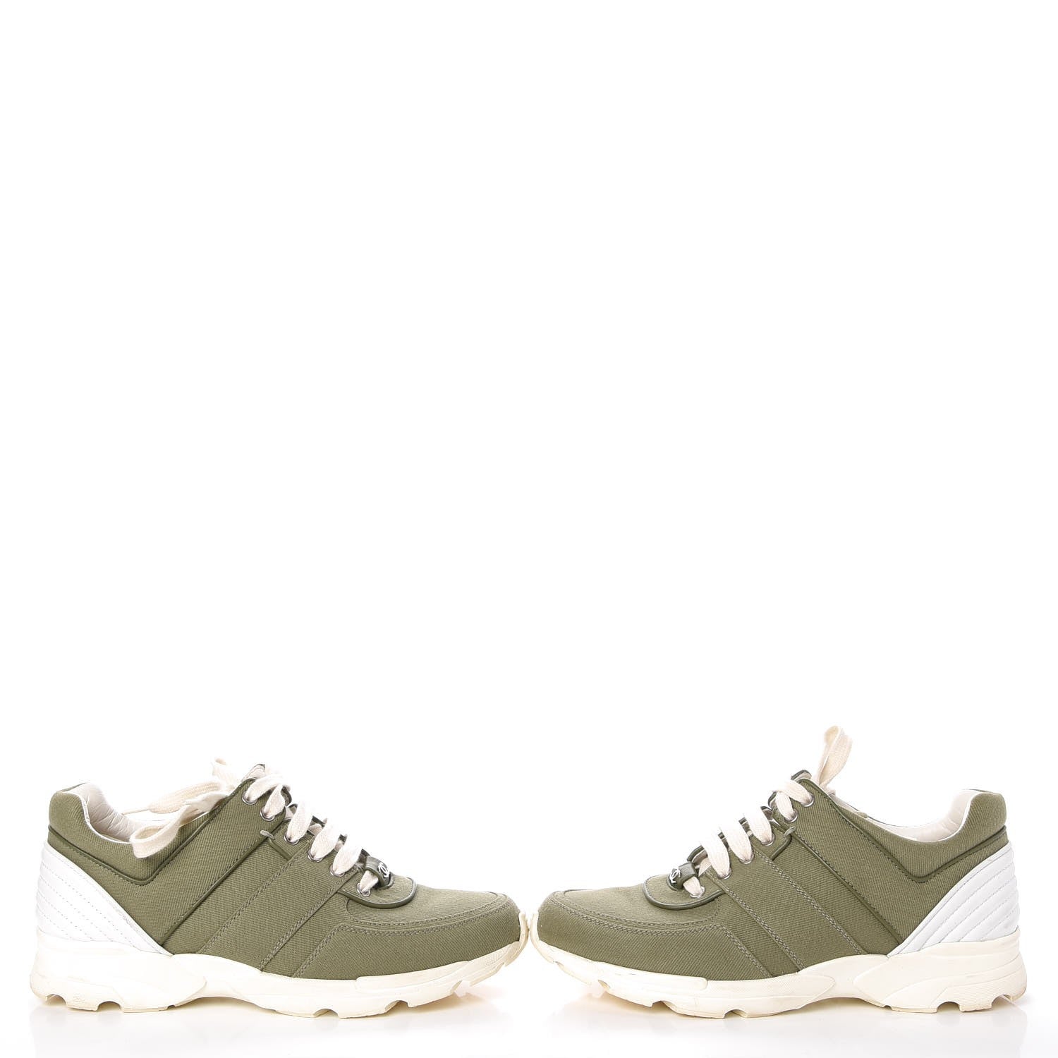 Chanel Canvas CC Sneakers 39.5 Khaki 5 of 17