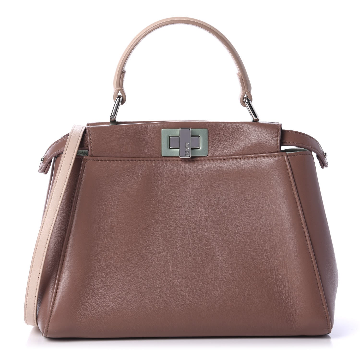 Fendi Nappa Colorblock Mini Peekaboo Iconic Satchel English Rose Plaster Oxigen 1 of 13