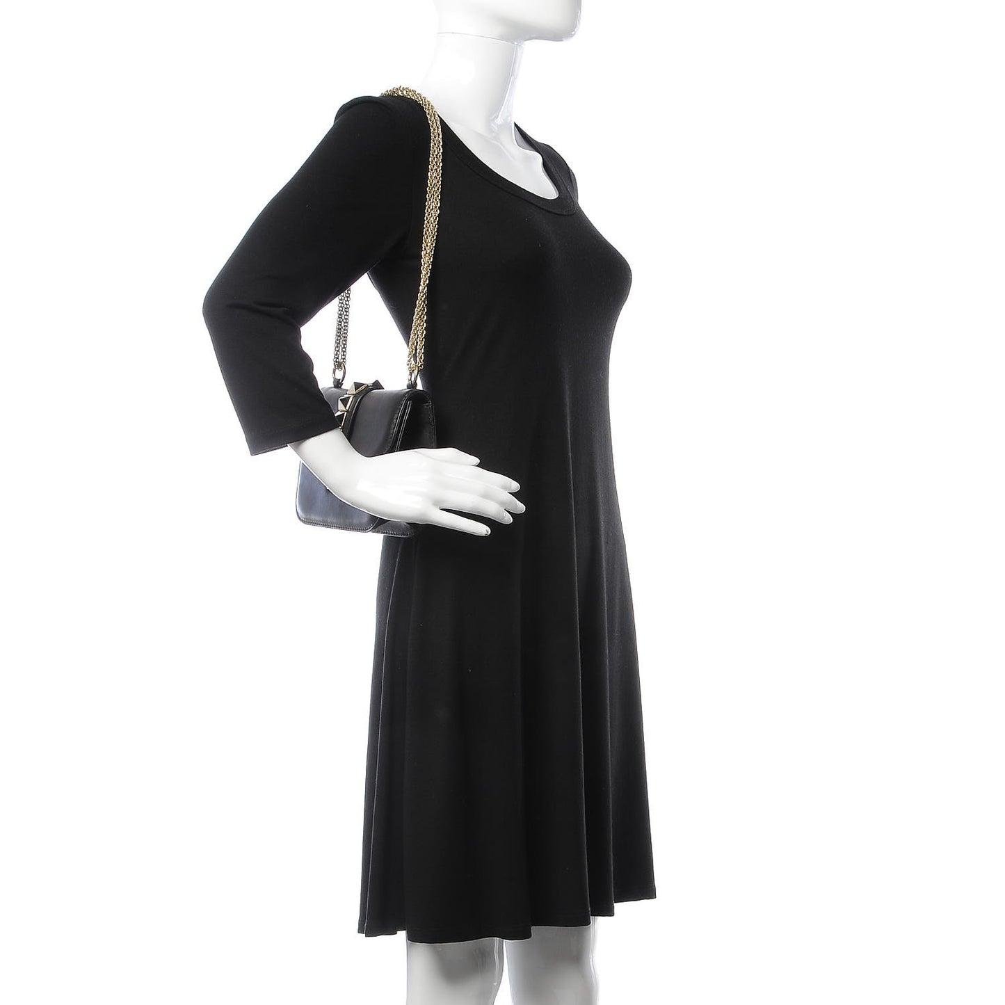 Vitello Small Glam Lock Rockstud Flap Black