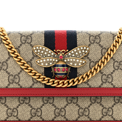 Gucci GG Supreme Monogram Web Queen Margaret Chain Wallet Red 8 of 11