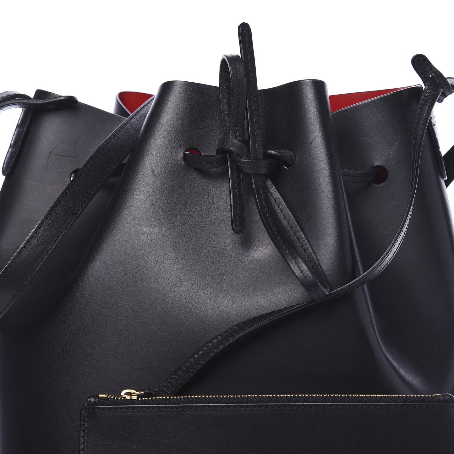 Vegetable Tanned Calfskin Bucket Bag Black Flamma