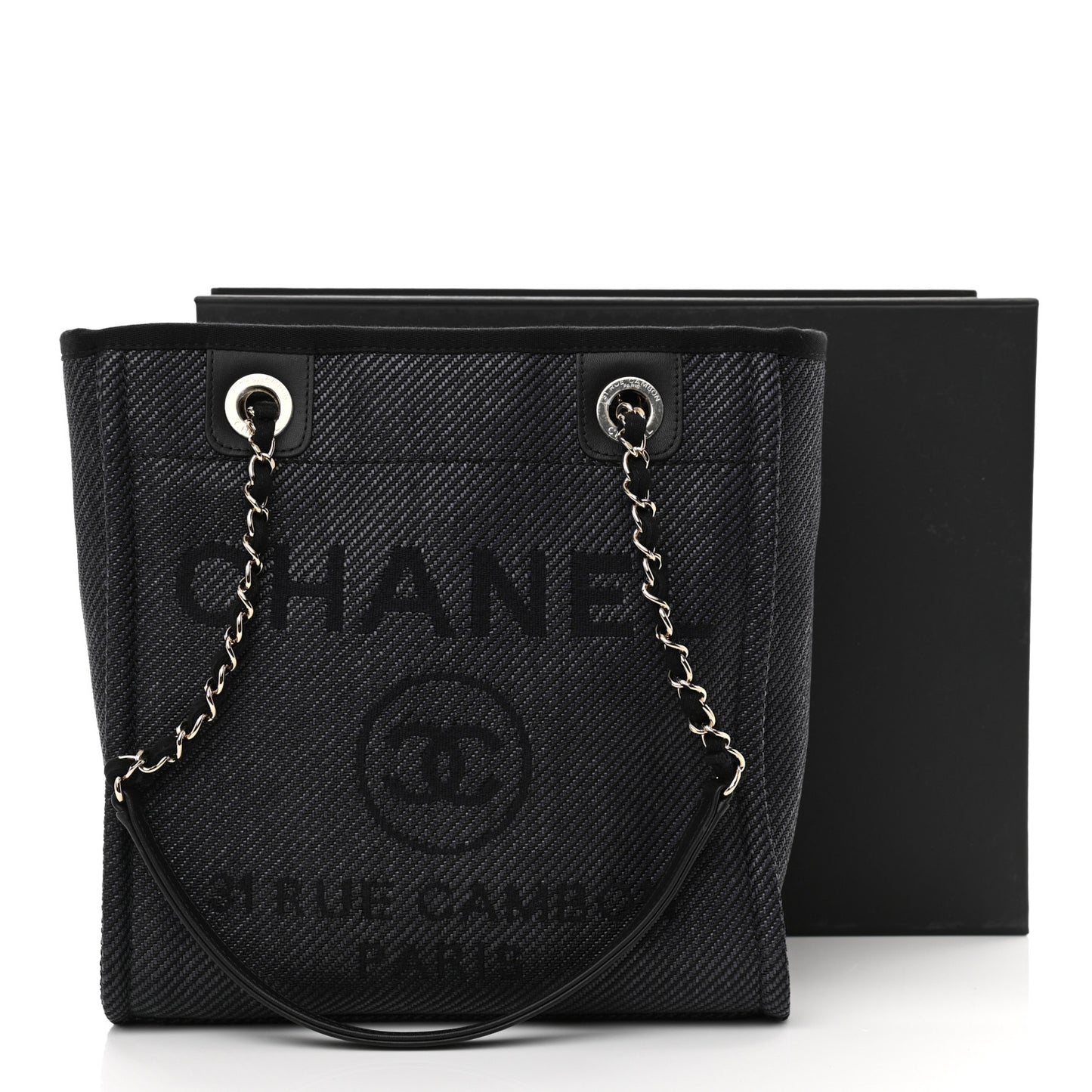 Lurex Straw Mini Deauville Tote Black