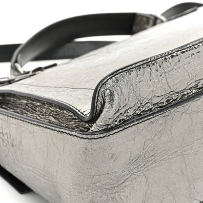 Proenza Schouler Metallic Paper Lambskin Medium PS1 Plus Zip Satchel Gun Metal 16 of 19