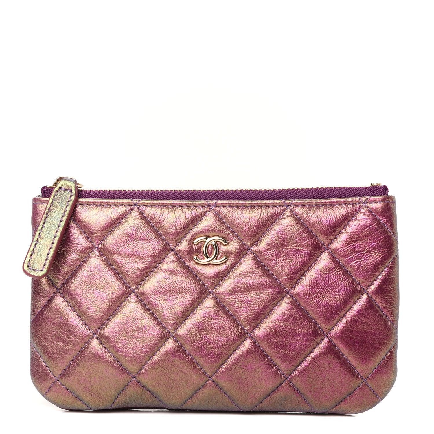 Chanel Iridescent Lambskin Quilted Small Cosmetic Case Purple 1 of 8
