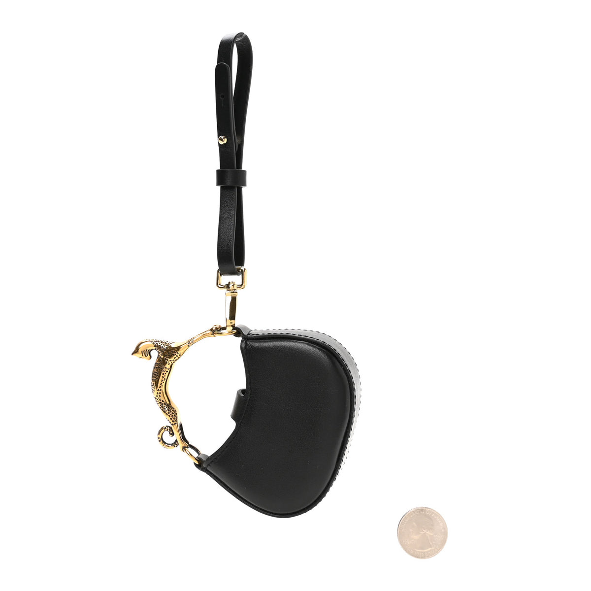 Lanvin Lambskin Cat Hobo Bag Charm Black 2 of 4