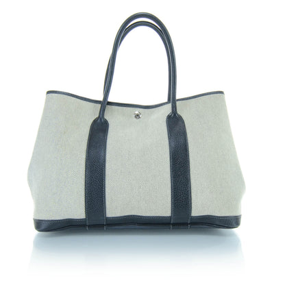Hermes Toile Leather Garden Party MM Tote Black 3 of 9