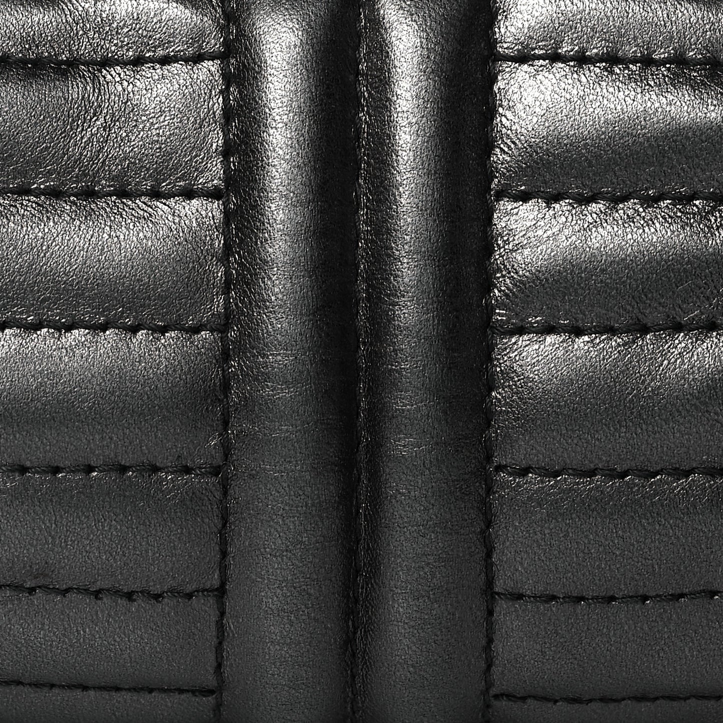 Metallic Lambskin Horizontal Quilt Pochette Dark Grey