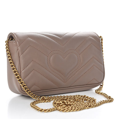 Gucci Calfskin Matelasse Super Mini GG Marmont Shoulder Bag Porcelain Rose 3 of 11