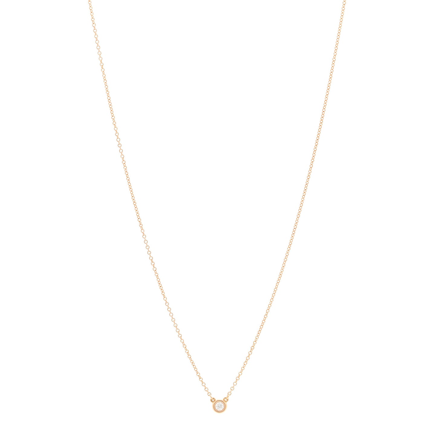 18K Rose Gold Diamond .07ct Elsa Peretti Diamonds by the Yard Pendant Necklace