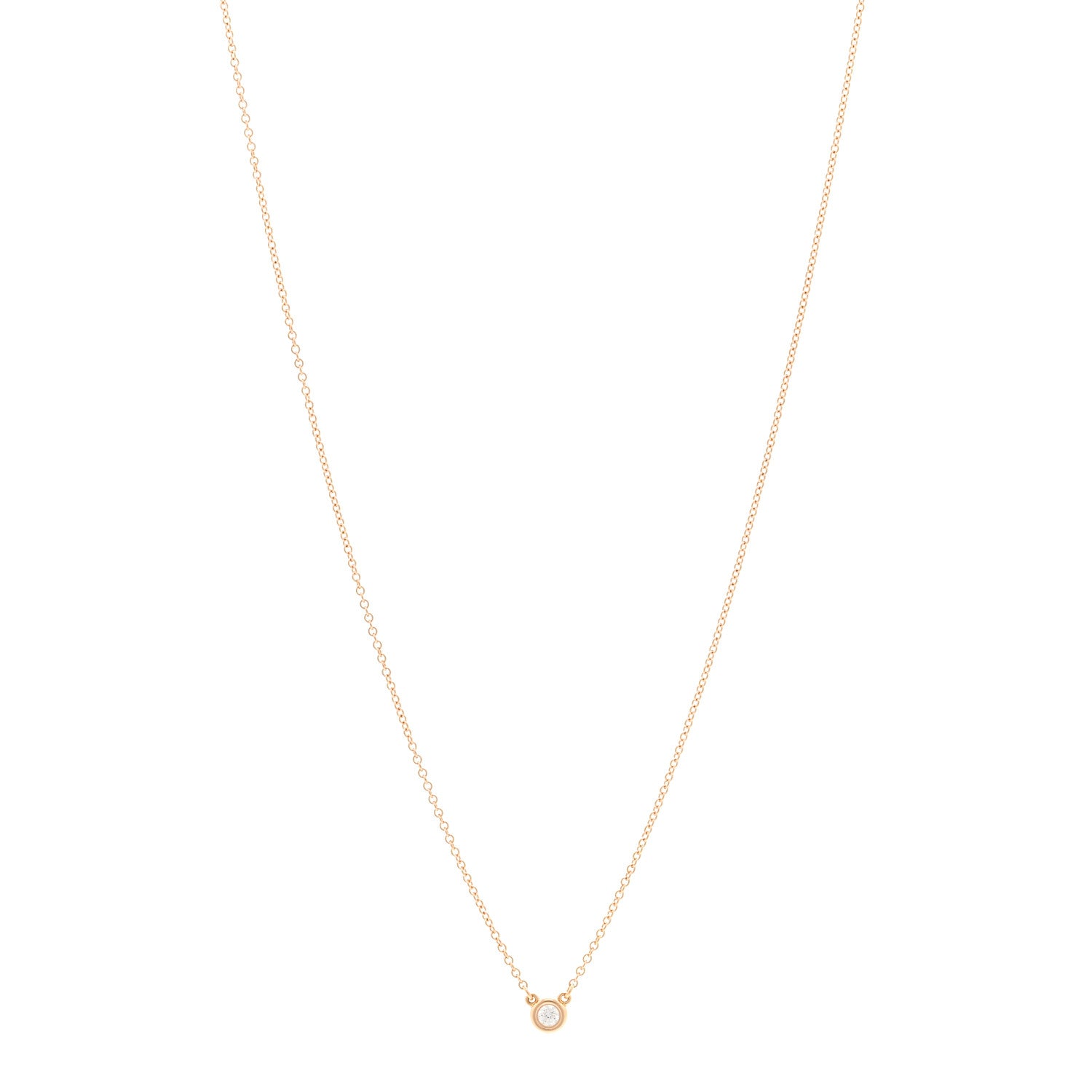 Tiffany 18K Rose Gold Diamond .07ct Elsa Peretti Diamonds by the Yard Pendant Necklace 1 of 5