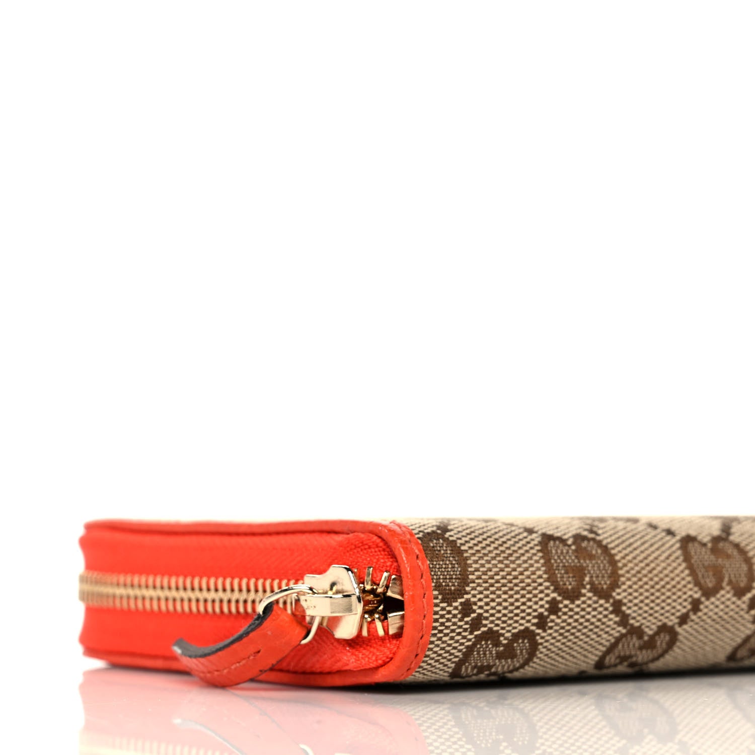 Gucci Monogram Dollar Calfskin Zip Around Wallet Beige Ebony Sun Orange 8 of 11