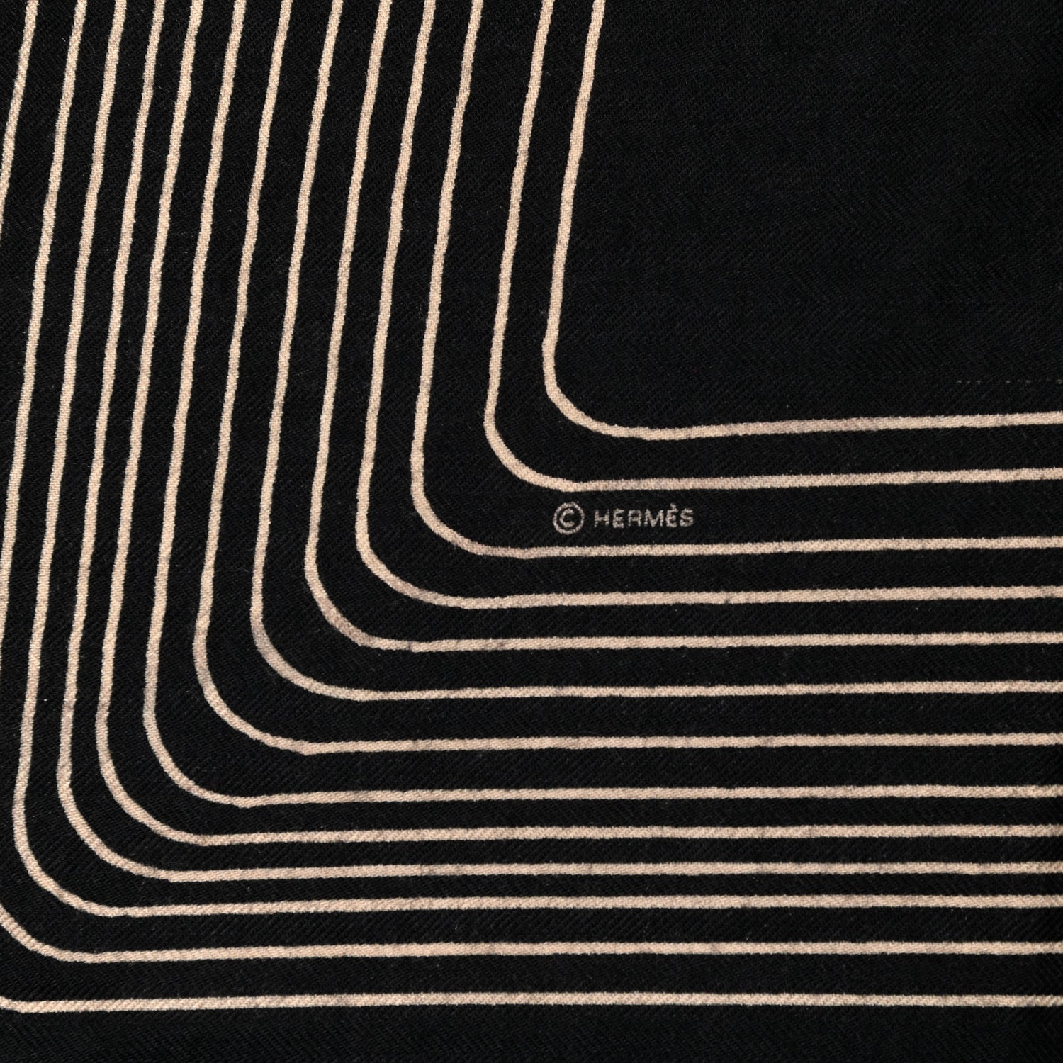 Hermes Cashmere Silk Pegase Paysage Shawl 140 Black Beige 4 of 6