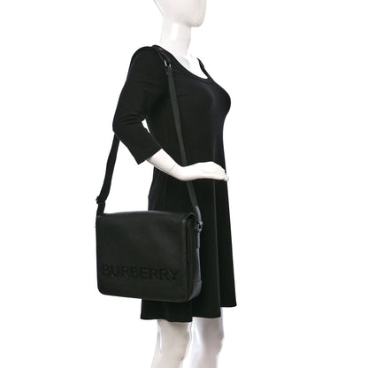 Burberry Grainy Calfskin Embossed Bruno Messenger Black 2 of 8