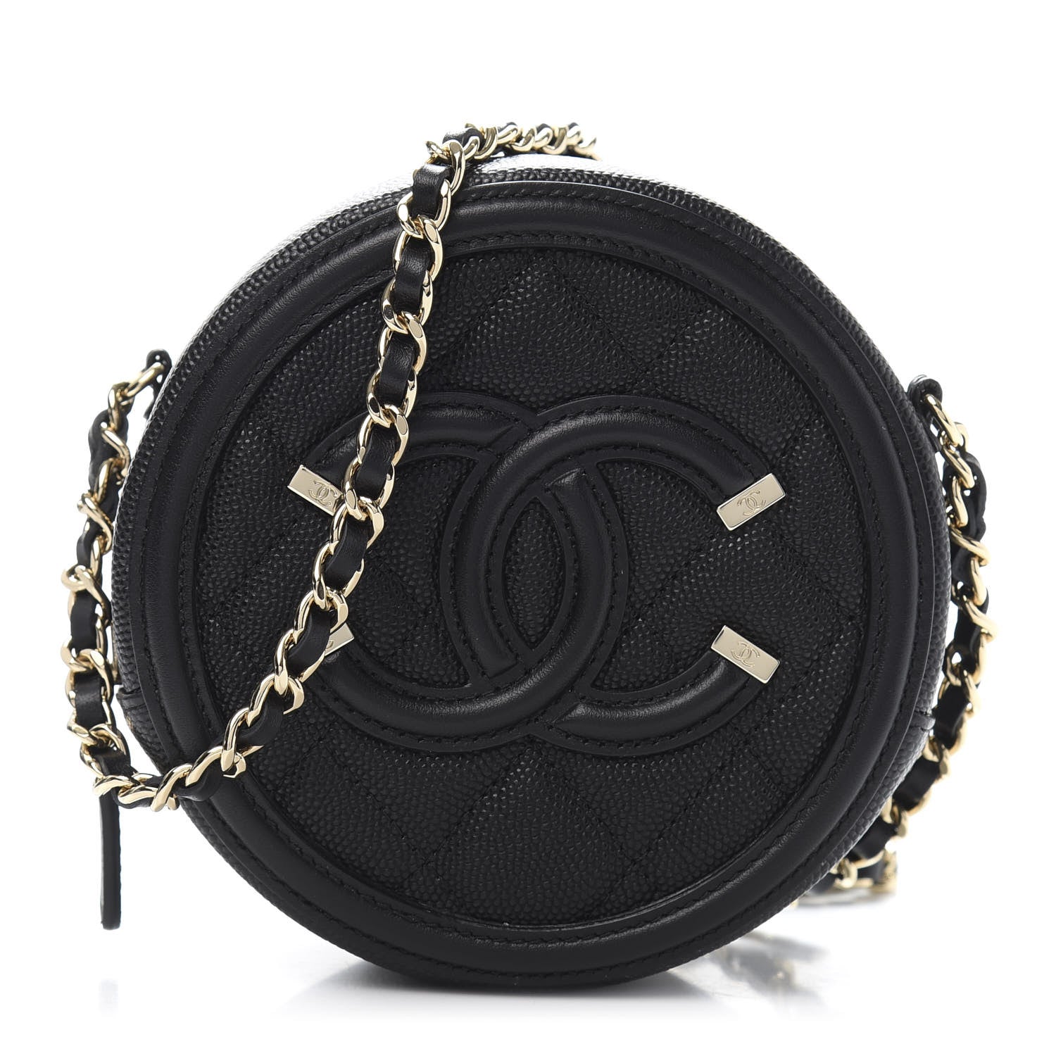 Chanel Caviar Quilted Round Filigree Crossbody Black 1 of 11