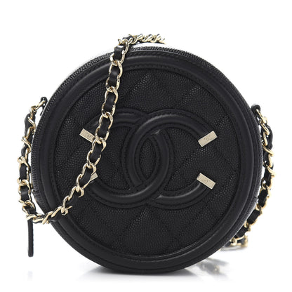 Chanel Caviar Quilted Round Filigree Crossbody Black 1 of 11