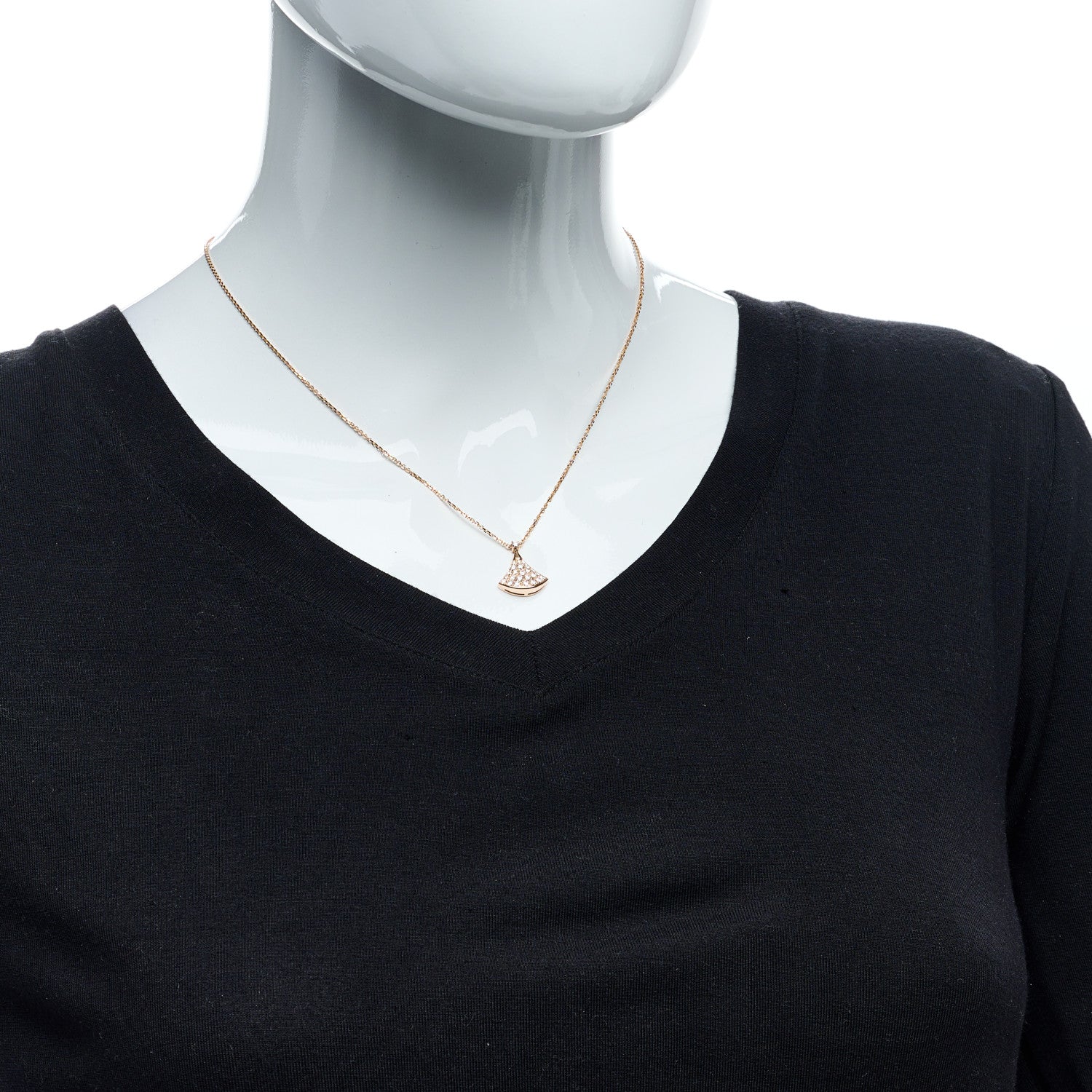 Bulgari 18K Rose Gold Diamond Divas' Dream Pave Pendant Necklace 3 of 5