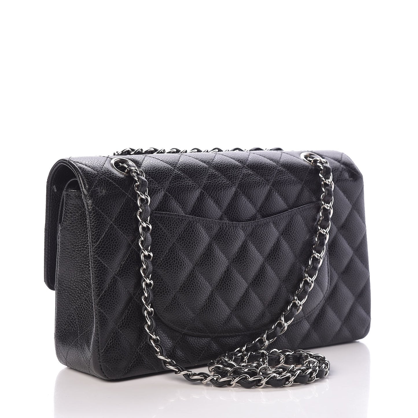Caviar Quilted Medium Double Flap Black