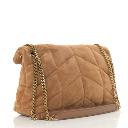 Saint Laurent Suede Calfskin Quilted Small Loulou Puffer Monogram Chain Satchel Cinnamon 3 of 12