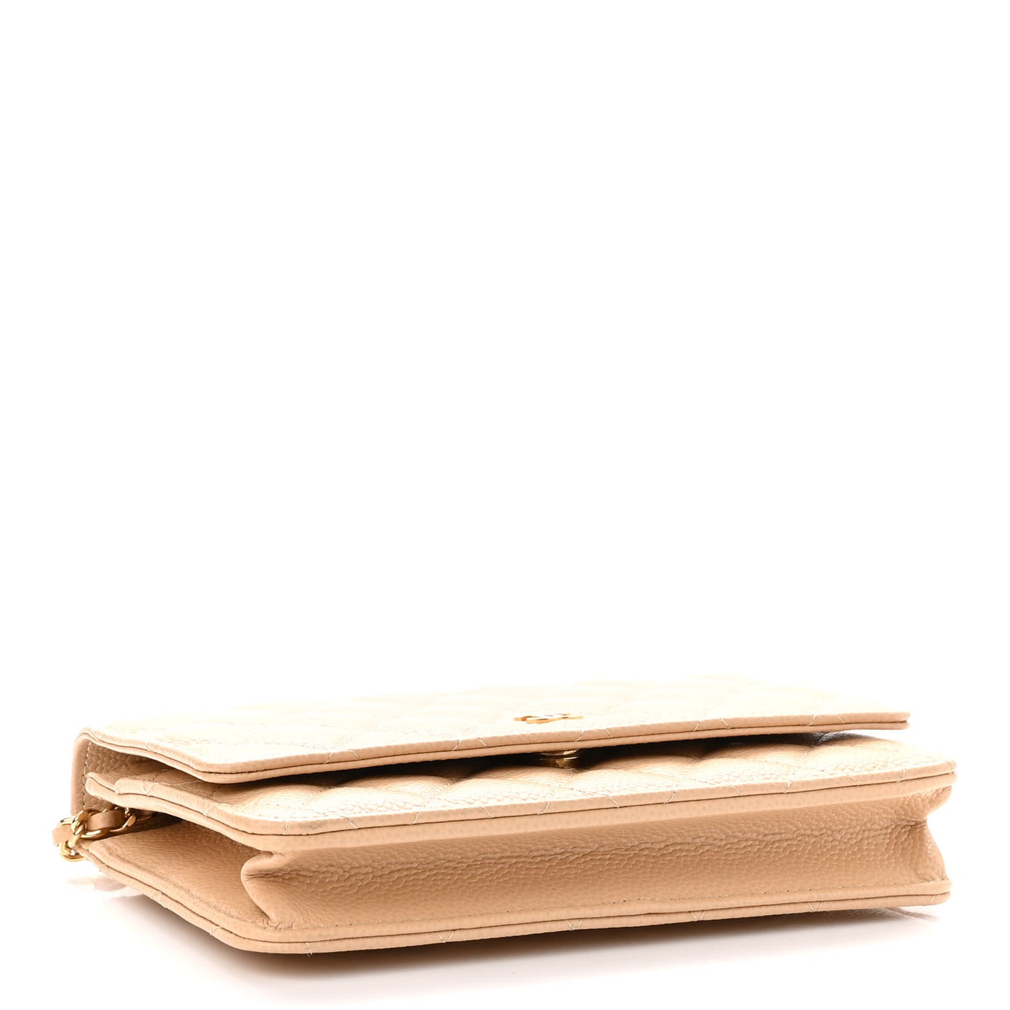 Caviar Quilted Wallet On Chain WOC Beige