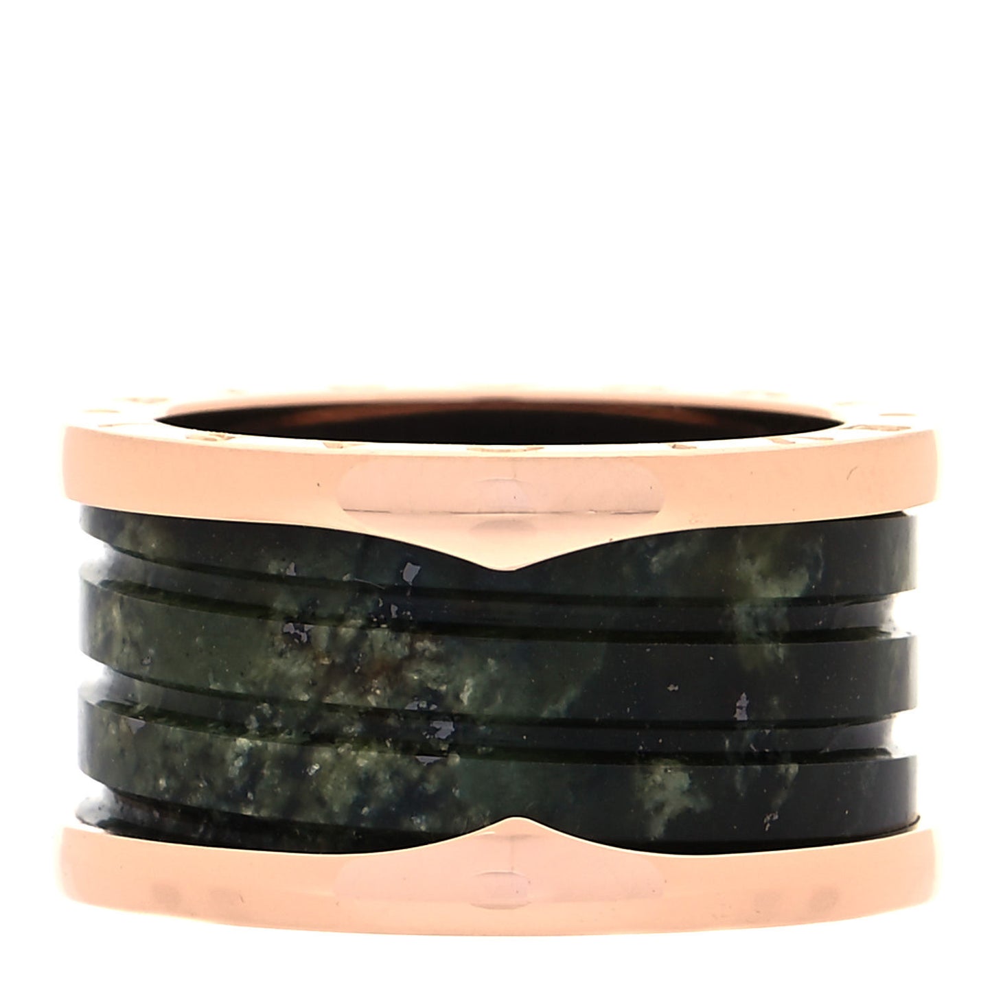 18K Rose Gold Green Marble B.Zero1 Ring 54 7