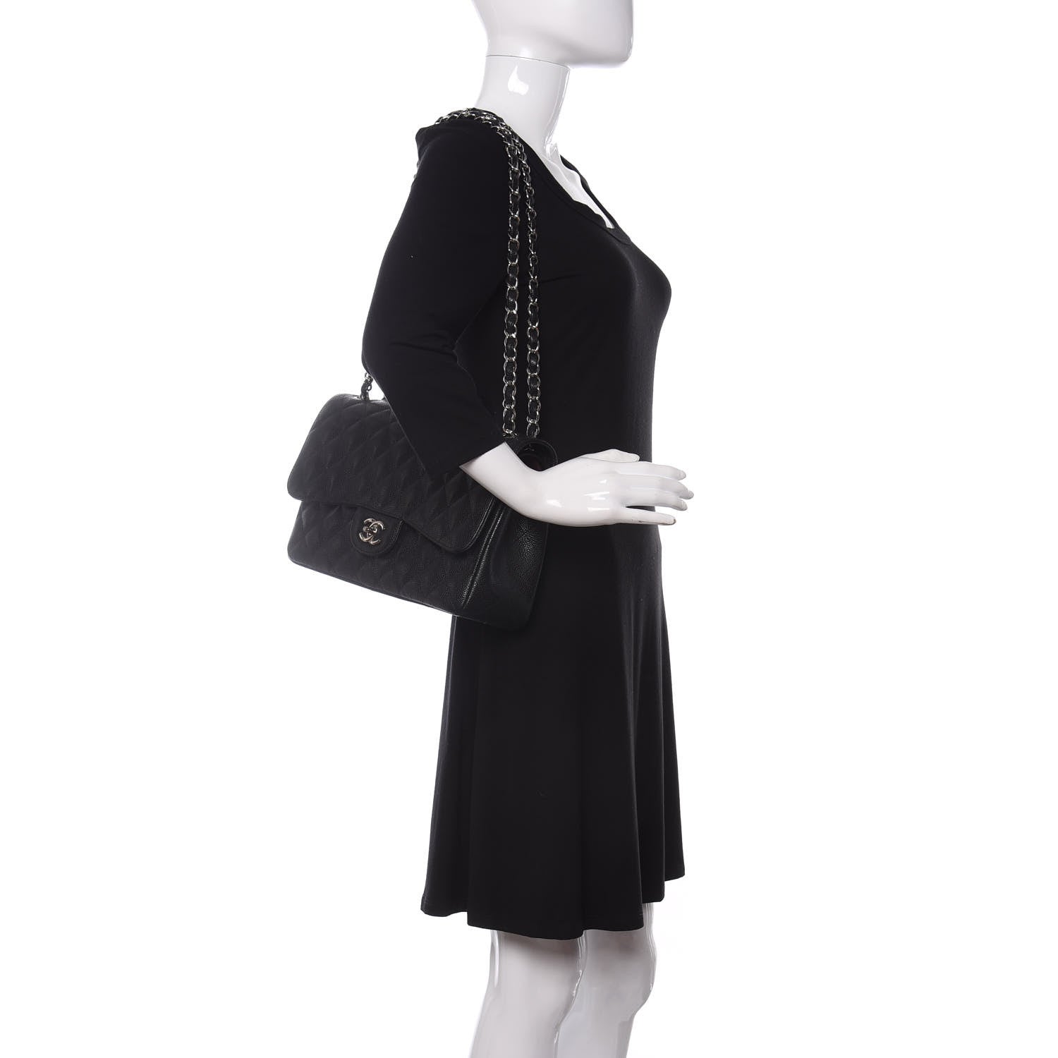Chanel Caviar Quilted Jumbo Double Flap Black 2 of 11