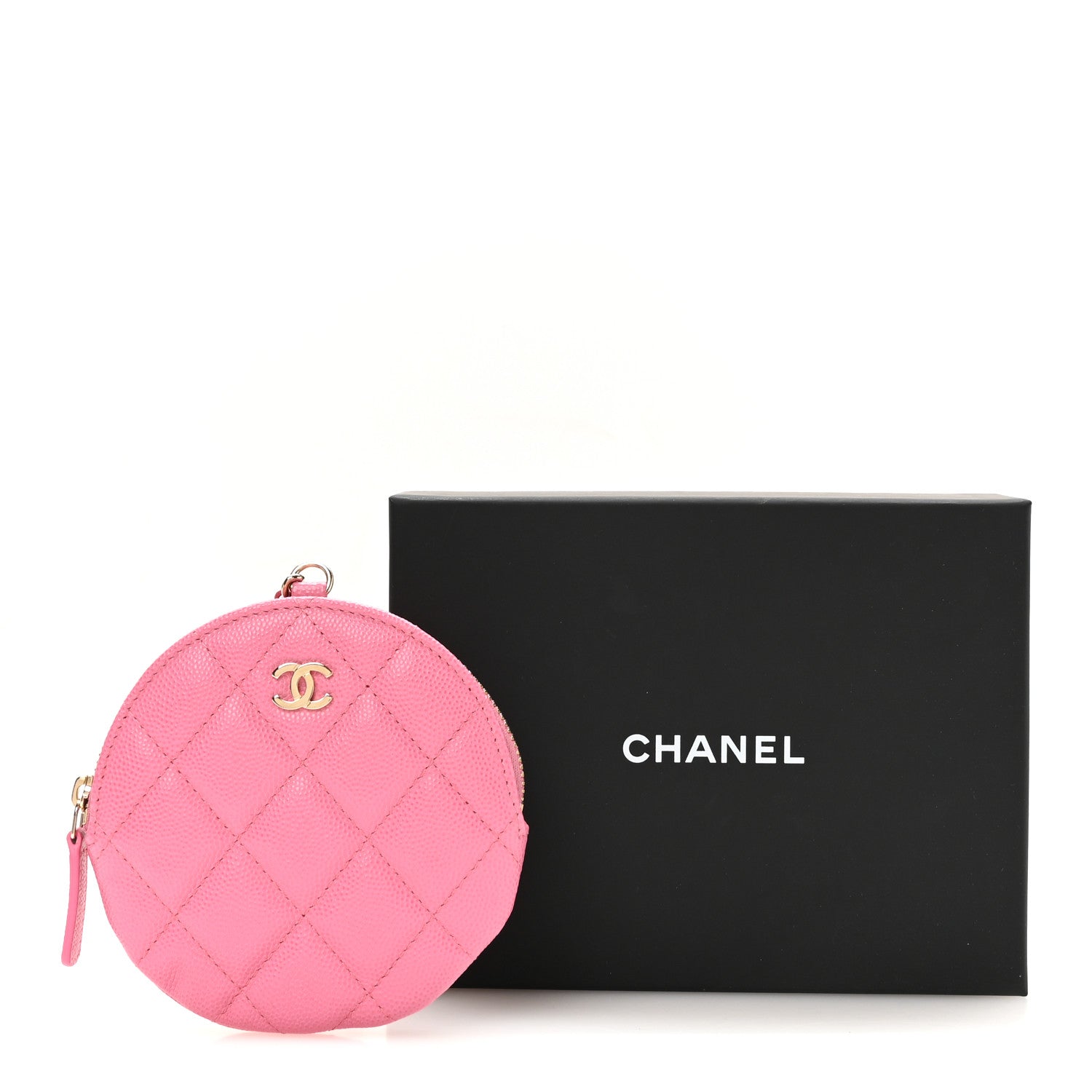 Chanel Caviar Quilted Round Clip On Coin Purse Pink 8 of 8