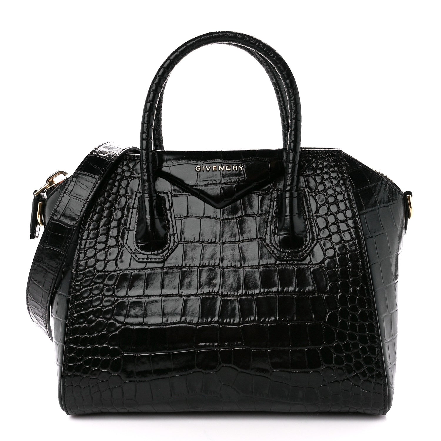 Givenchy Calfskin Crocodile Embossed Small Antigona Black 1 of 10