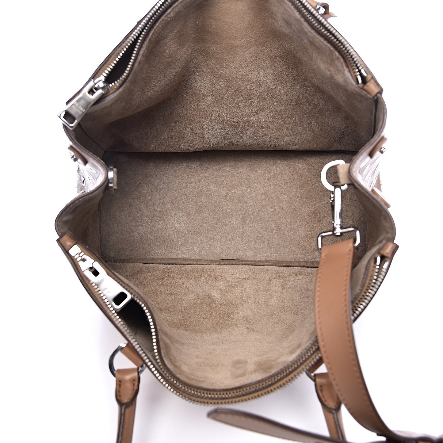 City Calf Grommet Medium Double Zip Tote Caramel