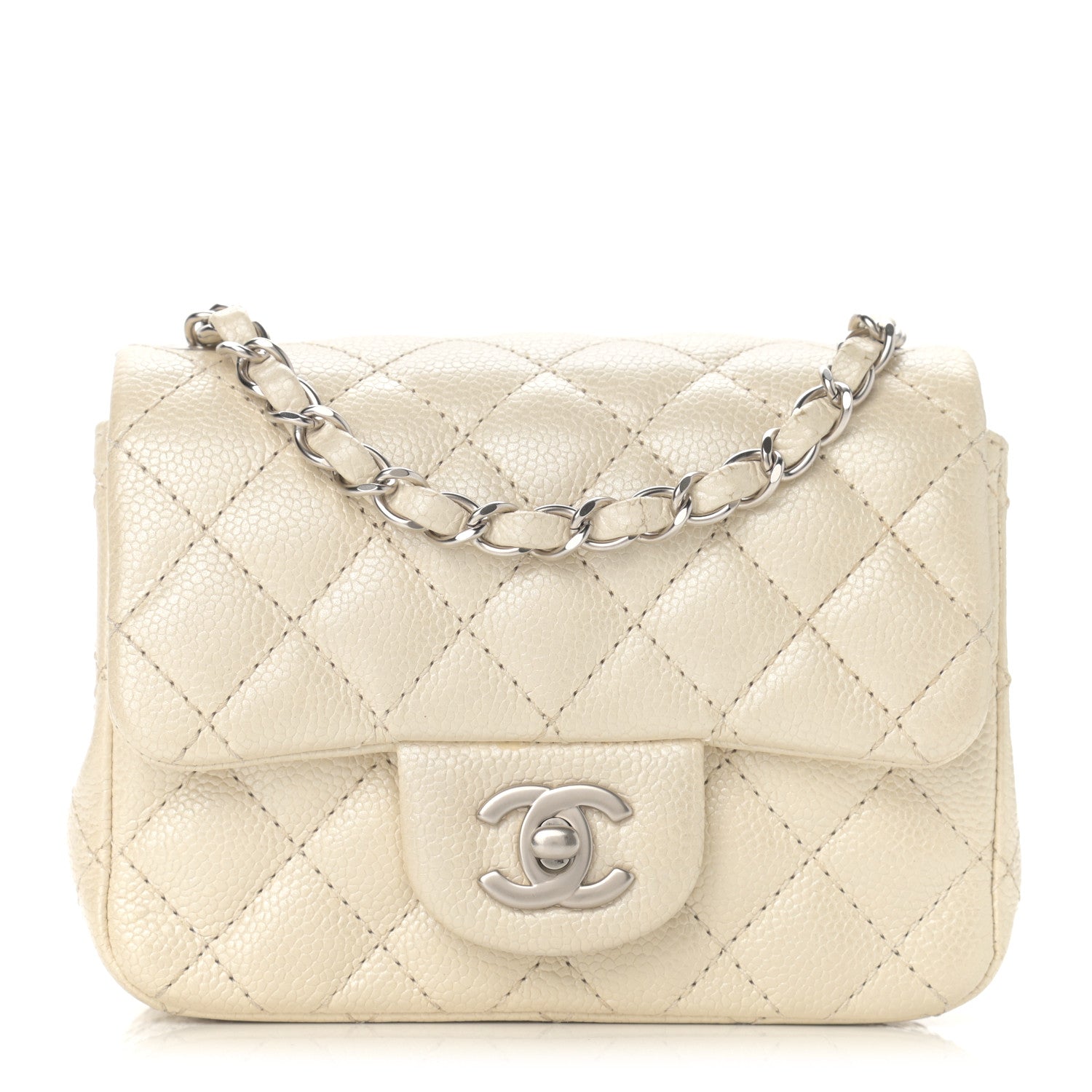 Chanel Iridescent Caviar Quilted Mini Square Flap White 1 of 10
