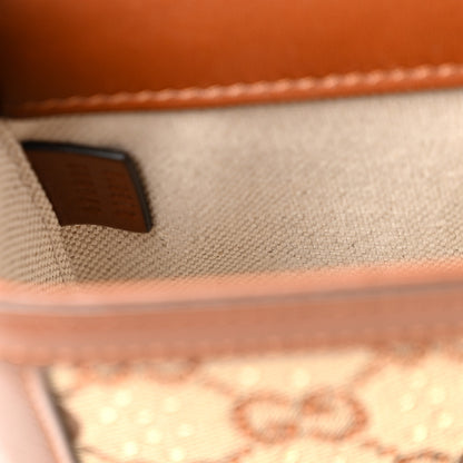Gucci New Canvas Charisma Calfskin Crystal GG Monogram Mini Horsebit 1955 Shoulder Bag Camel Ebony 7 of 10
