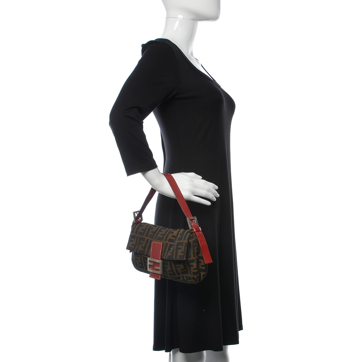 Fendi Zucca Baguette Tobacco Red 2 of 13